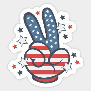 American flag peace sign hand Sticker